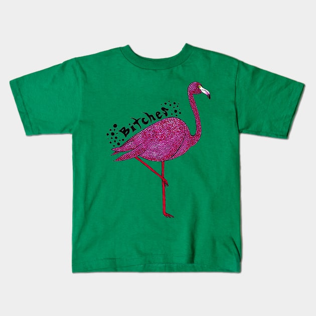 Flamingo B***h Kids T-Shirt by geekykitty